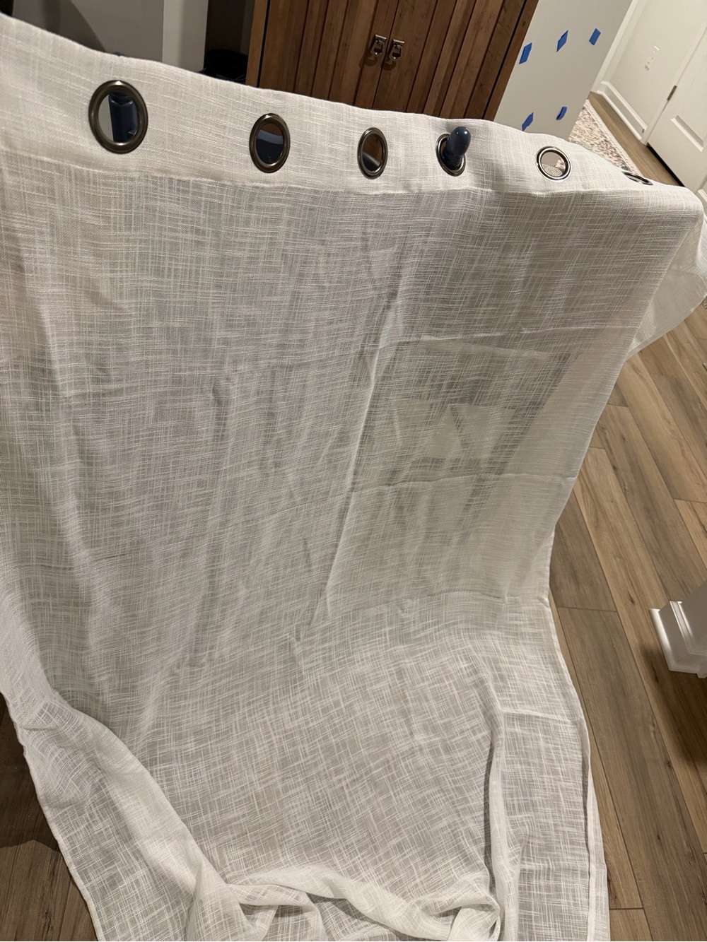 White Textured Grommet Top Curtain Panel (set of 2)